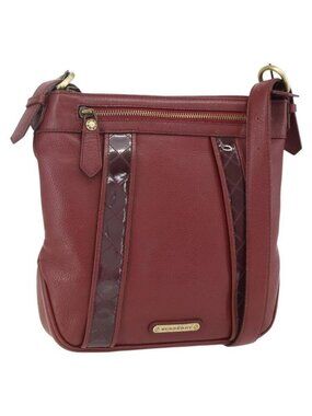 Authentic BURBERRY Shoulder Bag Leather Red Gold